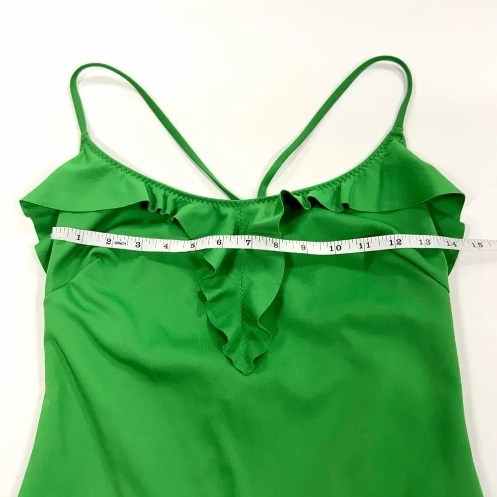 & Other Stories Kelly Green Ruffle One-Piece Swimsuit with Crisscross Straps 12
